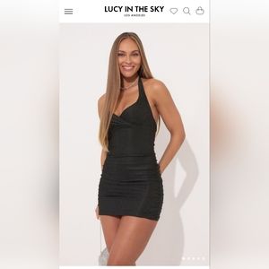 Lucy in the Sky The Marisol Hip Hugger Dress - Brand New Size M black/metallic
